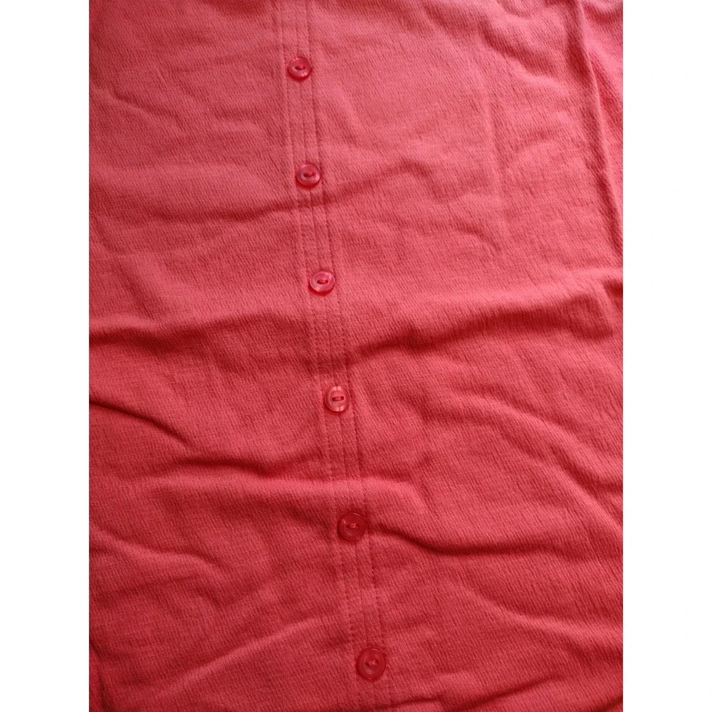 Colleen Lopez Coral Button Front Bell Sleeve Top, V Neck, Women's Size‎ S
